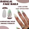imageBABALAL Coffin Press on Nails Medium Fake Nails Orange Pink French Tip Glue on Nails 3d Texture Flower Design Acrylic Nails 24Pcs Ballerina Summer False Nails Manicure Stick on Nails SuppliesNt16green