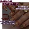 imageBABALAL Coffin Press on Nails Medium Fake Nails Orange Pink French Tip Glue on Nails 3d Texture Flower Design Acrylic Nails 24Pcs Ballerina Summer False Nails Manicure Stick on Nails SuppliesNT0111