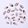 imageBABALAL Coffin Press on Nails Medium Fake Nails Orange Pink French Tip Glue on Nails 3d Texture Flower Design Acrylic Nails 24Pcs Ballerina Summer False Nails Manicure Stick on Nails SuppliesNT0120