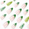imageBABALAL Coffin Press on Nails Medium Fake Nails Orange Pink French Tip Glue on Nails 3d Texture Flower Design Acrylic Nails 24Pcs Ballerina Summer False Nails Manicure Stick on Nails SuppliesNt01green