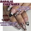 imageBABALAL Coffin Press on Nails Medium Fake Nails Orange Pink French Tip Glue on Nails 3d Texture Flower Design Acrylic Nails 24Pcs Ballerina Summer False Nails Manicure Stick on Nails SuppliesNT0120