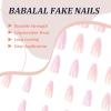 imageBABALAL Coffin Press on Nails Medium Fake Nails Orange Pink French Tip Glue on Nails 3d Texture Flower Design Acrylic Nails 24Pcs Ballerina Summer False Nails Manicure Stick on Nails SuppliesNt03pink