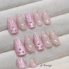 imageBABALAL Coffin Press on Nails Medium Fake Nails Orange Pink French Tip Glue on Nails 3d Texture Flower Design Acrylic Nails 24Pcs Ballerina Summer False Nails Manicure Stick on Nails SuppliesNT0106