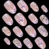 imageBABALAL Coffin Press on Nails Medium Fake Nails Orange Pink French Tip Glue on Nails 3d Texture Flower Design Acrylic Nails 24Pcs Ballerina Summer False Nails Manicure Stick on Nails SuppliesNT0118
