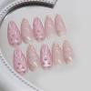 imageBABALAL Coffin Press on Nails Medium Fake Nails Orange Pink French Tip Glue on Nails 3d Texture Flower Design Acrylic Nails 24Pcs Ballerina Summer False Nails Manicure Stick on Nails SuppliesNT0106