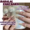 imageBABALAL French Tip Press on Nails Long Square Fake Nails Green Glue on Nails Golden Chrome Design 3d Butterfly Charm Acrylic Nails 24Pcs Squoval Manicure False NailsFNT16shiny