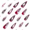 imageBABALAL French Tip Press on Nails Long Square Fake Nails Green Glue on Nails Golden Chrome Design 3d Butterfly Charm Acrylic Nails 24Pcs Squoval Manicure False NailsFNT13goth
