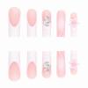 imageBABALAL French Tip Press on Nails Long Square Fake Nails Green Glue on Nails Golden Chrome Design 3d Butterfly Charm Acrylic Nails 24Pcs Squoval Manicure False NailsFNT15planet