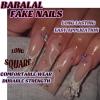 imageBABALAL French Tip Press on Nails Long Square Fake Nails Green Glue on Nails Golden Chrome Design 3d Butterfly Charm Acrylic Nails 24Pcs Squoval Manicure False NailsFNT19butterfly