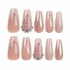 imageBABALAL French Tip Press on Nails Long Square Fake Nails Green Glue on Nails Golden Chrome Design 3d Butterfly Charm Acrylic Nails 24Pcs Squoval Manicure False NailsFNT18nude