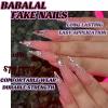 imageBABALAL French Tip Press on Nails Long Square Fake Nails Green Glue on Nails Golden Chrome Design 3d Butterfly Charm Acrylic Nails 24Pcs Squoval Manicure False NailsFNT09bling