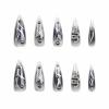 imageBABALAL French Tip Press on Nails Long Square Fake Nails Green Glue on Nails Golden Chrome Design 3d Butterfly Charm Acrylic Nails 24Pcs Squoval Manicure False NailsFNT14snake
