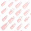 imageBABALAL French Tip Press on Nails Long Square Fake Nails Green Glue on Nails Golden Chrome Design 3d Butterfly Charm Acrylic Nails 24Pcs Squoval Manicure False NailsFNT01Bowflower