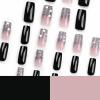 imageBABALAL French Tip Press on Nails Long Square Fake Nails Green Glue on Nails Golden Chrome Design 3d Butterfly Charm Acrylic Nails 24Pcs Squoval Manicure False NailsFNT22glitter