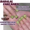 imageBABALAL French Tip Press on Nails Long Square Fake Nails Green Glue on Nails Golden Chrome Design 3d Butterfly Charm Acrylic Nails 24Pcs Squoval Manicure False NailsFNT06green