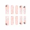 imageBABALAL French Tip Press on Nails Long Square Fake Nails Green Glue on Nails Golden Chrome Design 3d Butterfly Charm Acrylic Nails 24Pcs Squoval Manicure False NailsFNT19butterfly