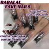 imageBABALAL French Tip Press on Nails Long Square Fake Nails Green Glue on Nails Golden Chrome Design 3d Butterfly Charm Acrylic Nails 24Pcs Squoval Manicure False NailsFNT23goth