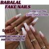imageBABALAL French Tip Press on Nails Long Square Fake Nails Green Glue on Nails Golden Chrome Design 3d Butterfly Charm Acrylic Nails 24Pcs Squoval Manicure False NailsFNT21white