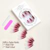 imageBABALAL French Tip Press on Nails Long Square Fake Nails Green Glue on Nails Golden Chrome Design 3d Butterfly Charm Acrylic Nails 24Pcs Squoval Manicure False NailsFNT09red