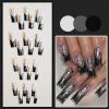 imageBABALAL French Tip Press on Nails Long Square Fake Nails Green Glue on Nails Golden Chrome Design 3d Butterfly Charm Acrylic Nails 24Pcs Squoval Manicure False NailsFNT23goth