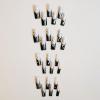 imageBABALAL French Tip Press on Nails Long Square Fake Nails Green Glue on Nails Golden Chrome Design 3d Butterfly Charm Acrylic Nails 24Pcs Squoval Manicure False NailsFNT23goth