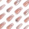 imageBABALAL French Tip Press on Nails Long Square Fake Nails Green Glue on Nails Golden Chrome Design 3d Butterfly Charm Acrylic Nails 24Pcs Squoval Manicure False NailsFNT18nude