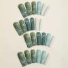 imageBABALAL French Tip Press on Nails Long Square Fake Nails Green Glue on Nails Golden Chrome Design 3d Butterfly Charm Acrylic Nails 24Pcs Squoval Manicure False NailsFNT11green