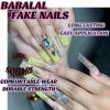 imageBABALAL Long Nails Press on Square Fake Nails Mint Green Summer Glue ons Nails French Tip Luxury Butterfly Flower Charm Design Acrylic Nails 24Pcs Squoval Full Cover Coquette False NailsANc114