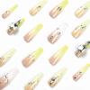imageBABALAL Long Nails Press on Square Fake Nails Mint Green Summer Glue ons Nails French Tip Luxury Butterfly Flower Charm Design Acrylic Nails 24Pcs Squoval Full Cover Coquette False NailsANc114