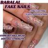 imageBABALAL Long Nails Press on Square Fake Nails Mint Green Summer Glue ons Nails French Tip Luxury Butterfly Flower Charm Design Acrylic Nails 24Pcs Squoval Full Cover Coquette False NailsANc121
