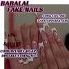 imageBABALAL Long Nails Press on Square Fake Nails Mint Green Summer Glue ons Nails French Tip Luxury Butterfly Flower Charm Design Acrylic Nails 24Pcs Squoval Full Cover Coquette False NailsANc105