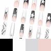 imageBABALAL Long Nails Press on Square Fake Nails Mint Green Summer Glue ons Nails French Tip Luxury Butterfly Flower Charm Design Acrylic Nails 24Pcs Squoval Full Cover Coquette False NailsANc111