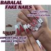 imageBABALAL Long Nails Press on Square Fake Nails Mint Green Summer Glue ons Nails French Tip Luxury Butterfly Flower Charm Design Acrylic Nails 24Pcs Squoval Full Cover Coquette False NailsANc101
