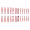 imageBABALAL Long Nails Press on Square Fake Nails Mint Green Summer Glue ons Nails French Tip Luxury Butterfly Flower Charm Design Acrylic Nails 24Pcs Squoval Full Cover Coquette False NailsANc109