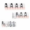 imageBABALAL Long Nails Press on Square Fake Nails Mint Green Summer Glue ons Nails French Tip Luxury Butterfly Flower Charm Design Acrylic Nails 24Pcs Squoval Full Cover Coquette False NailsANc111