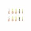 imageBABALAL Long Nails Press on Square Fake Nails Mint Green Summer Glue ons Nails French Tip Luxury Butterfly Flower Charm Design Acrylic Nails 24Pcs Squoval Full Cover Coquette False NailsANc114