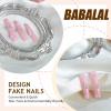 imageBABALAL Long Nails Press on Square Fake Nails Mint Green Summer Glue ons Nails French Tip Luxury Butterfly Flower Charm Design Acrylic Nails 24Pcs Squoval Full Cover Coquette False NailsANc112