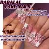imageBABALAL Long Nails Press on Square Fake Nails Mint Green Summer Glue ons Nails French Tip Luxury Butterfly Flower Charm Design Acrylic Nails 24Pcs Squoval Full Cover Coquette False NailsANc120
