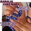imageBABALAL Long Nails Press on Square Fake Nails Mint Green Summer Glue ons Nails French Tip Luxury Butterfly Flower Charm Design Acrylic Nails 24Pcs Squoval Full Cover Coquette False NailsANc104