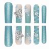 imageBABALAL Long Nails Press on Square Fake Nails Mint Green Summer Glue ons Nails French Tip Luxury Butterfly Flower Charm Design Acrylic Nails 24Pcs Squoval Full Cover Coquette False NailsANc107