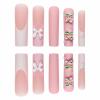 imageBABALAL Long Nails Press on Square Fake Nails Mint Green Summer Glue ons Nails French Tip Luxury Butterfly Flower Charm Design Acrylic Nails 24Pcs Squoval Full Cover Coquette False NailsANc109