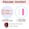 imageBABALAL Long Nails Press on Square Fake Nails Mint Green Summer Glue ons Nails French Tip Luxury Butterfly Flower Charm Design Acrylic Nails 24Pcs Squoval Full Cover Coquette False NailsANc113