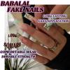 imageBABALAL Long Nails Press on Square Fake Nails Mint Green Summer Glue ons Nails French Tip Luxury Butterfly Flower Charm Design Acrylic Nails 24Pcs Squoval Full Cover Coquette False NailsANc106