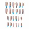 imageBABALAL Long Nails Press on Square Fake Nails Mint Green Summer Glue ons Nails French Tip Luxury Butterfly Flower Charm Design Acrylic Nails 24Pcs Squoval Full Cover Coquette False NailsANc122
