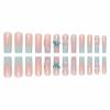 imageBABALAL Long Nails Press on Square Fake Nails Mint Green Summer Glue ons Nails French Tip Luxury Butterfly Flower Charm Design Acrylic Nails 24Pcs Squoval Full Cover Coquette False NailsANc118