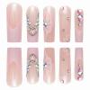 imageBABALAL Long Nails Press on Square Fake Nails Mint Green Summer Glue ons Nails French Tip Luxury Butterfly Flower Charm Design Acrylic Nails 24Pcs Squoval Full Cover Coquette False NailsANc115