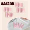 imageBABALAL Long Nails Press on Square Fake Nails Mint Green Summer Glue ons Nails French Tip Luxury Butterfly Flower Charm Design Acrylic Nails 24Pcs Squoval Full Cover Coquette False NailsANc112