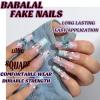 imageBABALAL Long Nails Press on Square Fake Nails Mint Green Summer Glue ons Nails French Tip Luxury Butterfly Flower Charm Design Acrylic Nails 24Pcs Squoval Full Cover Coquette False NailsANc118