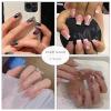 imageBABALAL Long Press Nails Brown Fake Ballerina Ombre Acrylic Glossy Nails for Women and Girls