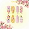 imageBABALAL Press on Nails Long Coffin Fake Nails Yellow Full Cover Acrylic Nails with Bumblebee Flower Designs Stick on Nails Reusable Summer False Nails Supplies Flower Glue on Ballerina Nails for WomenANZ109